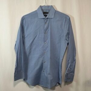 CK Calvin Klein Extreme Slim Fit Non‎ Iron Blue Pattern Dress Shirt